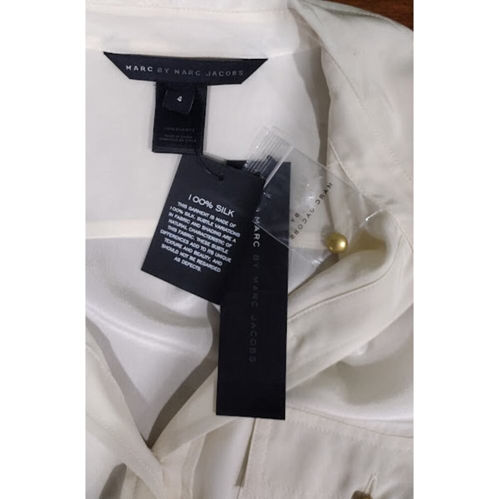 Marc by Marc Jacobs Long Sleeve‎ Button Down Blouse, Ivory, Size 4 NWT - Picture 5 of 7